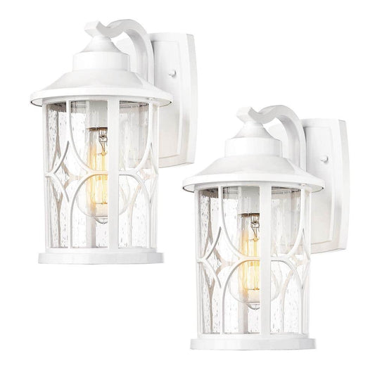 1-Light White Aluminum Hardwired Rust Resistant Outdoor Lighting Fixture Wall Lantern Scone with No Bulbs Included