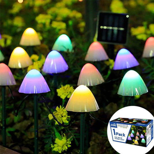 20IN Solar Mushroom String LED Lights