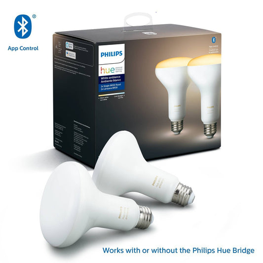 Philips Hue BR30 White Ambiance Bluetooth LED Flood Light Smart Light Bulb 2 Pack | Philips | GameStop