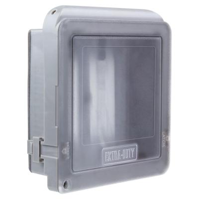 NOB, Commercial Electric 2-Gang Extra Duty Non-Metallic Low Profile While-in-Use Weatherproof Horizontal/Vertical Receptacle Cover, Gray