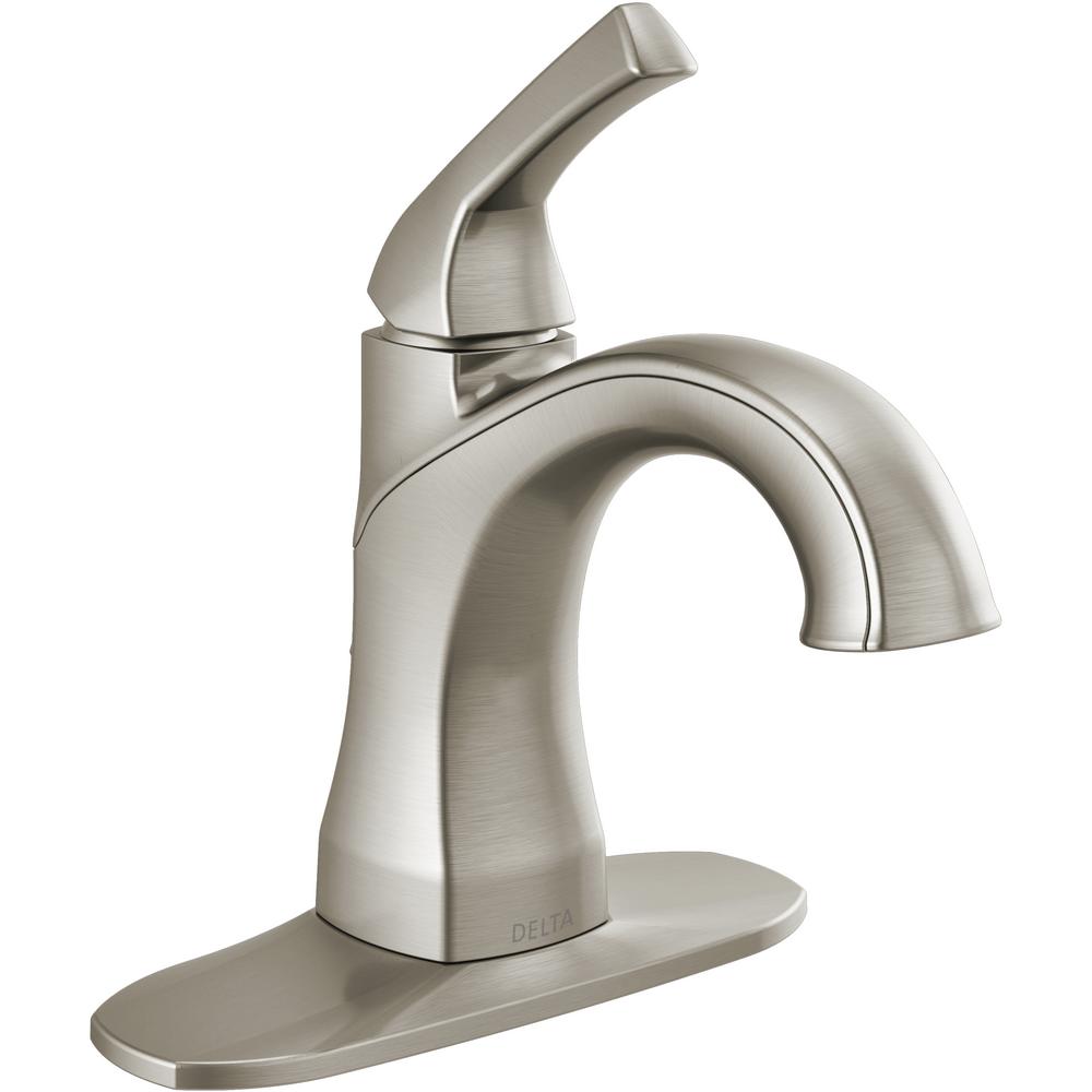 Delta Portwood Single Hole Single-Handle Bathroom Faucet in SpotShield Brushed Nickel