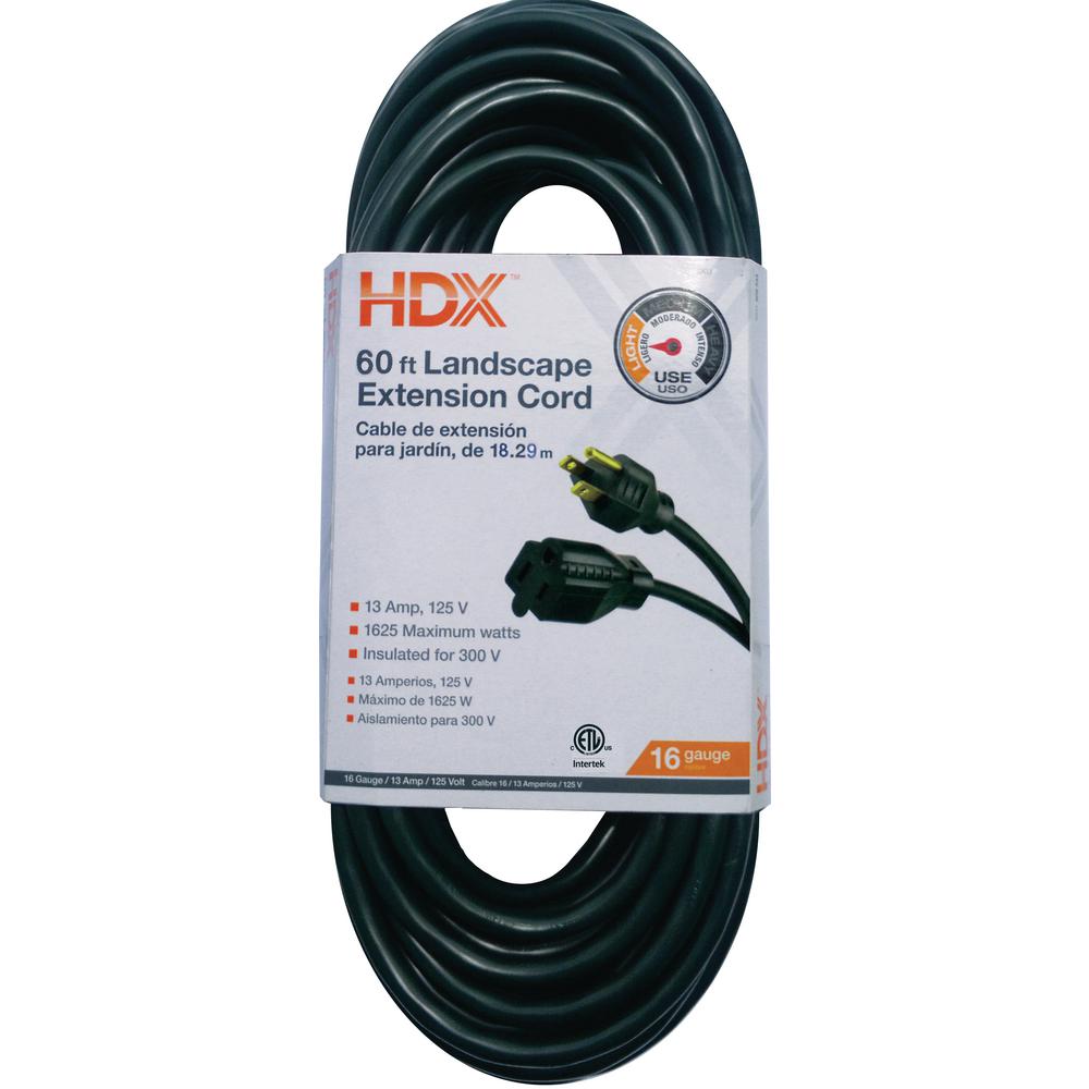 HDX 60 Ft. 16/3 Extension Cord, Green