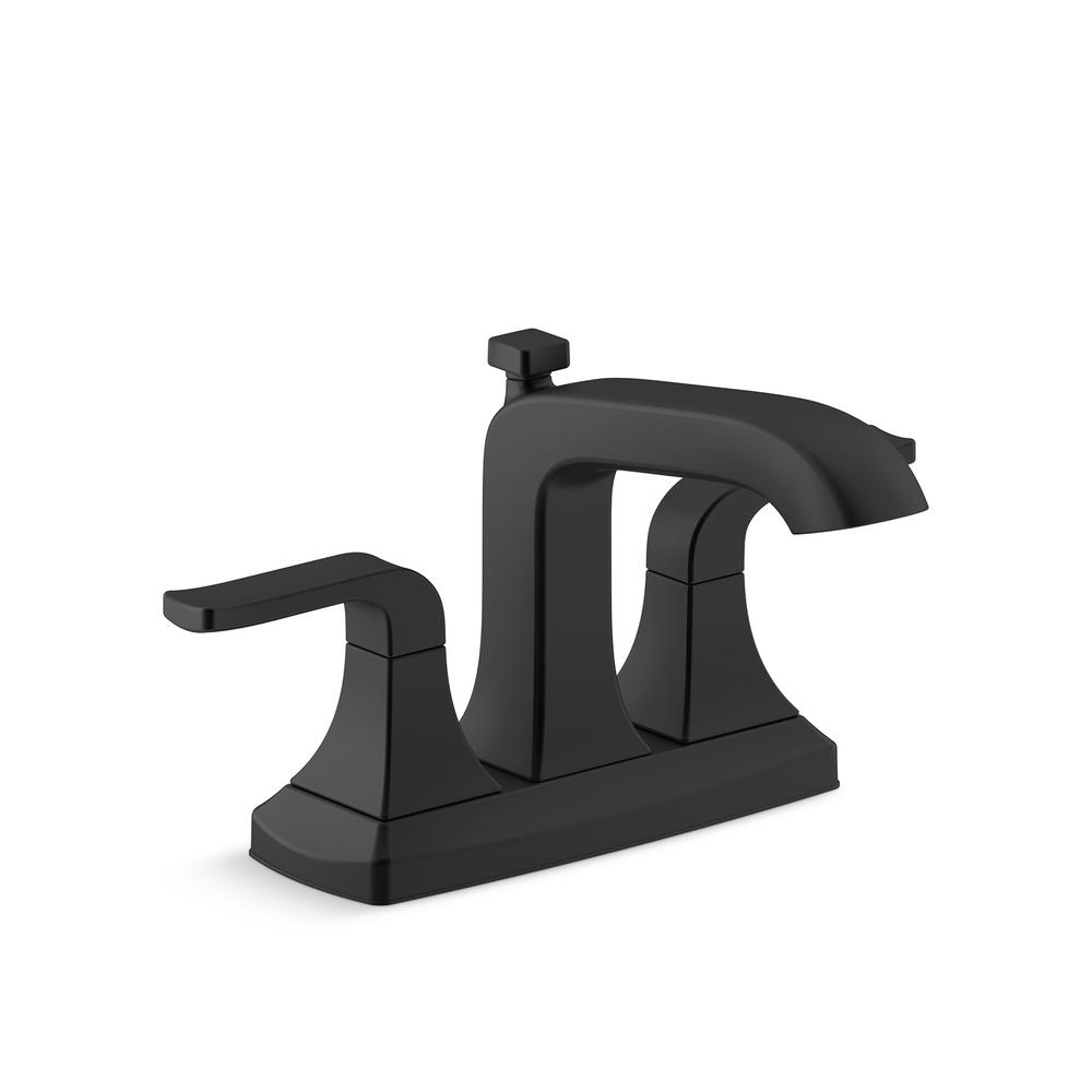 KOHLER Rubicon 4 in. Centerset 2-Handle Bathroom Faucet in Matte Black