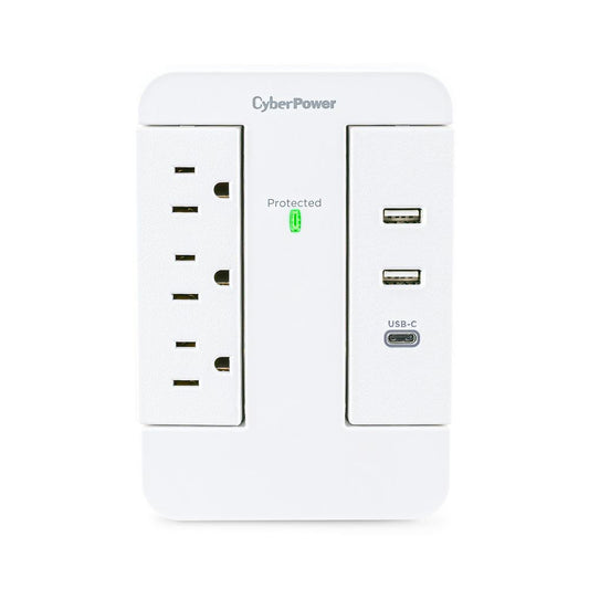 CyberPower 2 USB-a 1 USB-C 3-Outlet Wall Tap