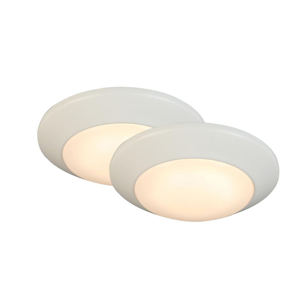 Commercial Electric 7 in. White LED Flush Mount (2-Pack)