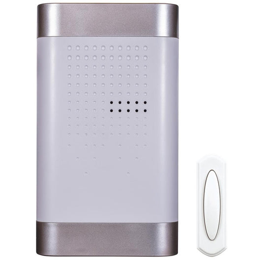 Hampton Bay Wireless Battery Operated Doorbell Kit with Wireless Push Button, White and Nickel