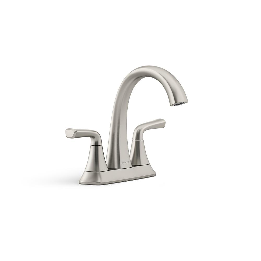 KOHLER Sundae 4 in. Centerset 2-Handles Bathroom Faucet in Vibrant Brushed Nickel