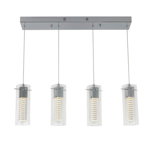 Artika Hologram 21-Watt Integrated LED 4-Light Chrome Modern Hanging Pendant Light for Dining Room