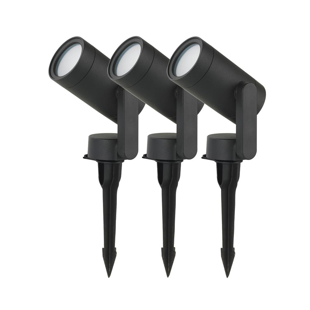 Hampton Bay Low Voltage Black LED Spotlight with Smart App Control (3-Pack) Powered by Hubspace