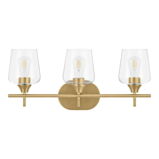 Hampton Bay Pavlen 24 in. 3-Lights Antique Brass Vanity Light with Clear Glass Shades