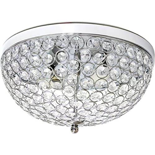 Home Decorators Collection 13 in. 2-Light Chrome and Crystal Flush Mount