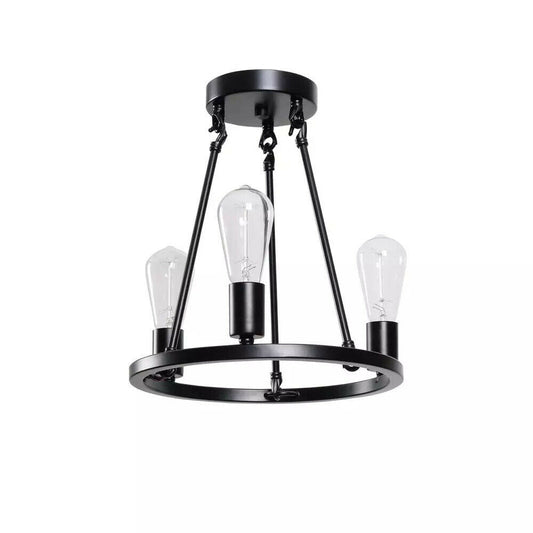 Hampton Bay Stratton 14 in. 3-Light Black Semi-Flush Mount HDP00007