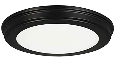 Commercial Electric 13 in. Matte Black Selectable LED Flush Mount