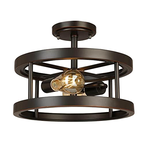 Hampton Bay Moreland 13 in. 2-Light Oil-Rubbed Bronze Semi-Flush Mount JQI9282A 0