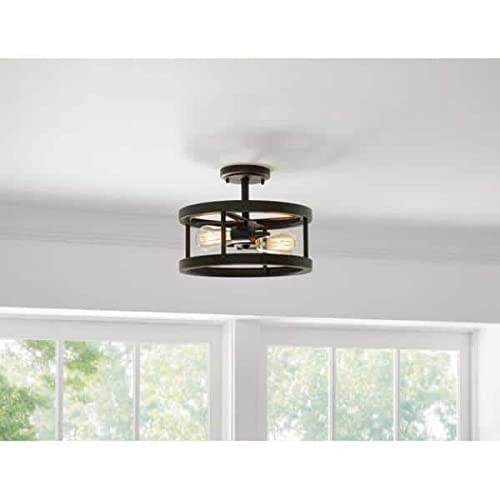 Hampton Bay Moreland 13 in. 2-Light Oil-Rubbed Bronze Semi-Flush Mount JQI9282A 0