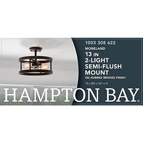 Hampton Bay Moreland 13 in. 2-Light Oil-Rubbed Bronze Semi-Flush Mount JQI9282A 0