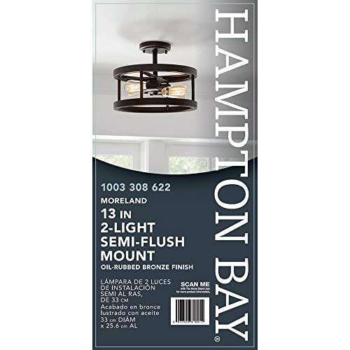 Hampton Bay Moreland 13 in. 2-Light Oil-Rubbed Bronze Semi-Flush Mount JQI9282A 0