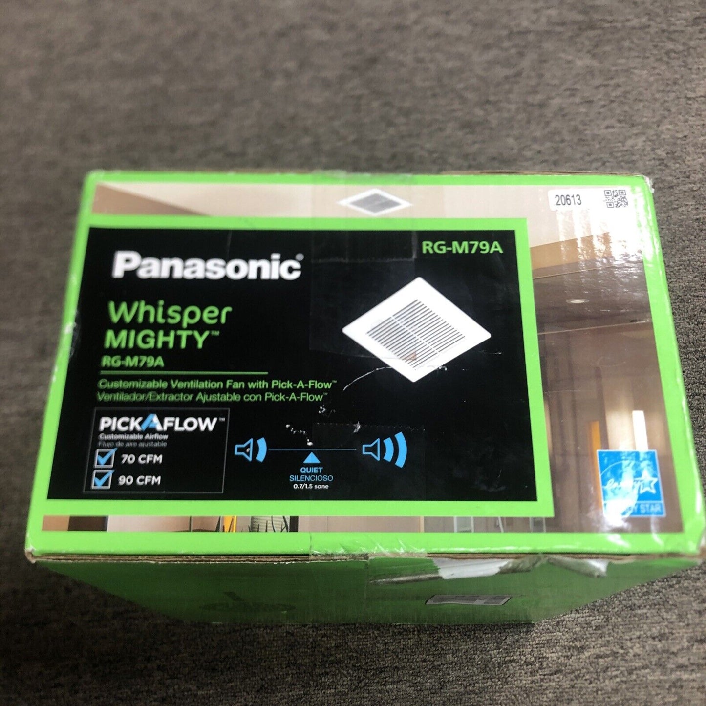 Panasonic Whisper Mighty Pick-a-Flow 70/90 CFM Ceiling/Wall Bathroom Exhaust Fan, Energy Star with 9 in. X 9 in. Grille Footprint, White Grille