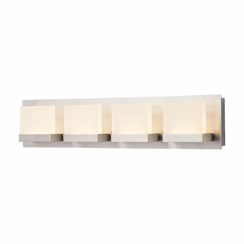 Home Decorators Collection Alberson Collection 4-Light Brushed Nickel LED Vanity Light with Frosted Acrylic Shade