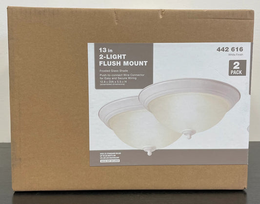 Commercial Electric 13 White Flush Ceiling Mount 2 Pack Frosted Glass 442 616 Light Fixture