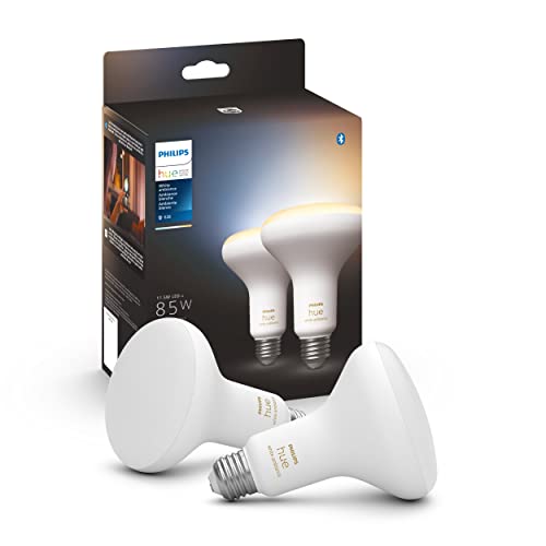 Philips - Hue BR30 Bluetooth 85W Smart LED Bulb (2-Pack) - White Ambiance