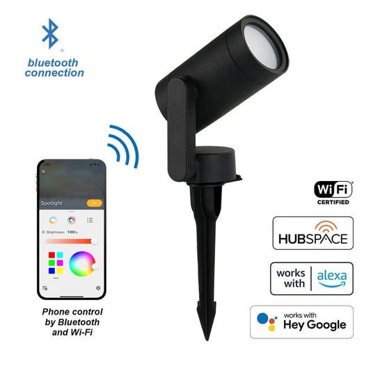 Hampton Bay Low Voltage Black LED Spotlight with Smart App Control (1-Pack) Powered by Hubspace
