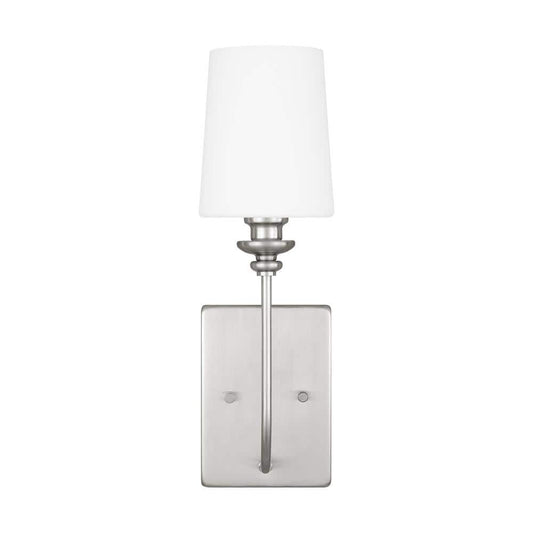 Generation Lighting Bellevue 1-Light Brushed Nickel Wall Sconce with Frosted White Glass Shade