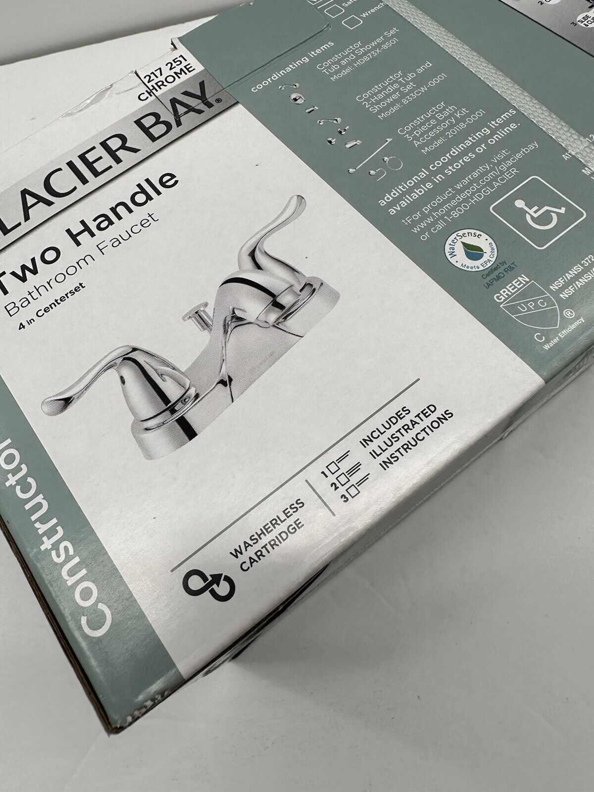 Glacier Bay Constructor 4"  Double Handle Bathroom Faucet Chrome