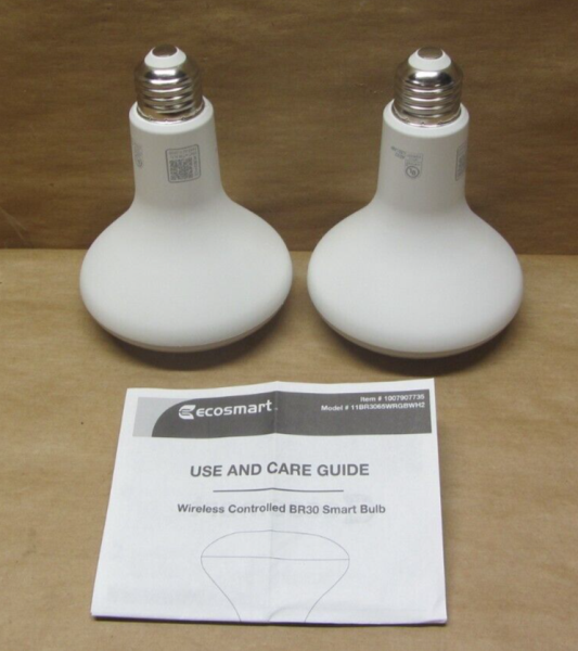 Eco-Smart BR30 65W replacement Dimmable LED Light Smart Bulb. 2-Pack